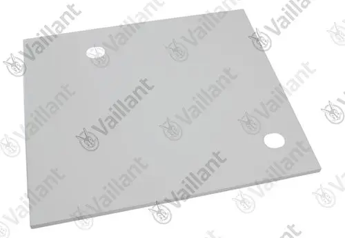 Vaillant Abdeckung in rechteckiger Form, weiß, mit zwei runden Ausschnitten auf der Oberfläche, geeignet für den Einsatz in Heizsystemen.